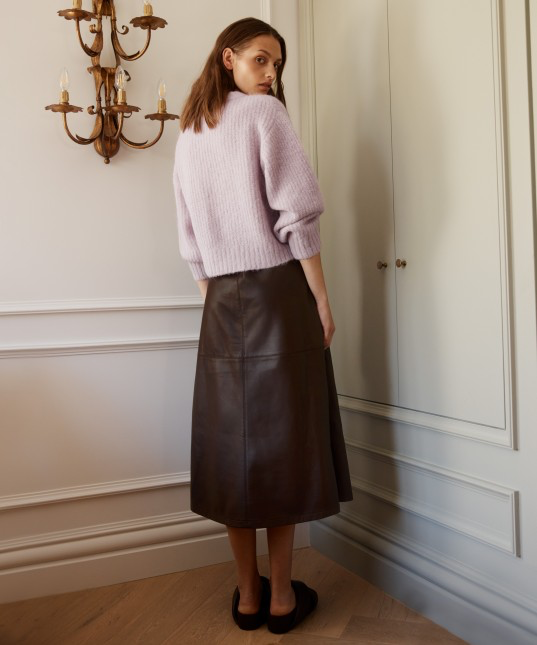 Chocolate brown leather outlet skirt