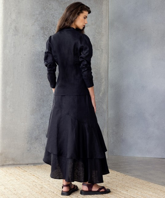 Colette Linen Skirt - Black