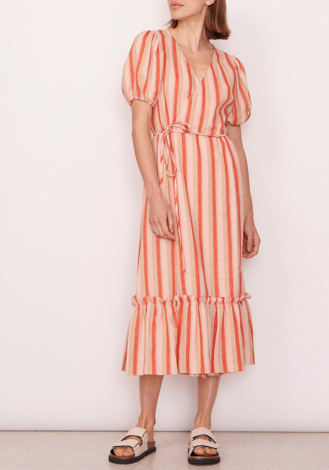 Miller Wrap Dress by POL Clothing red stripe