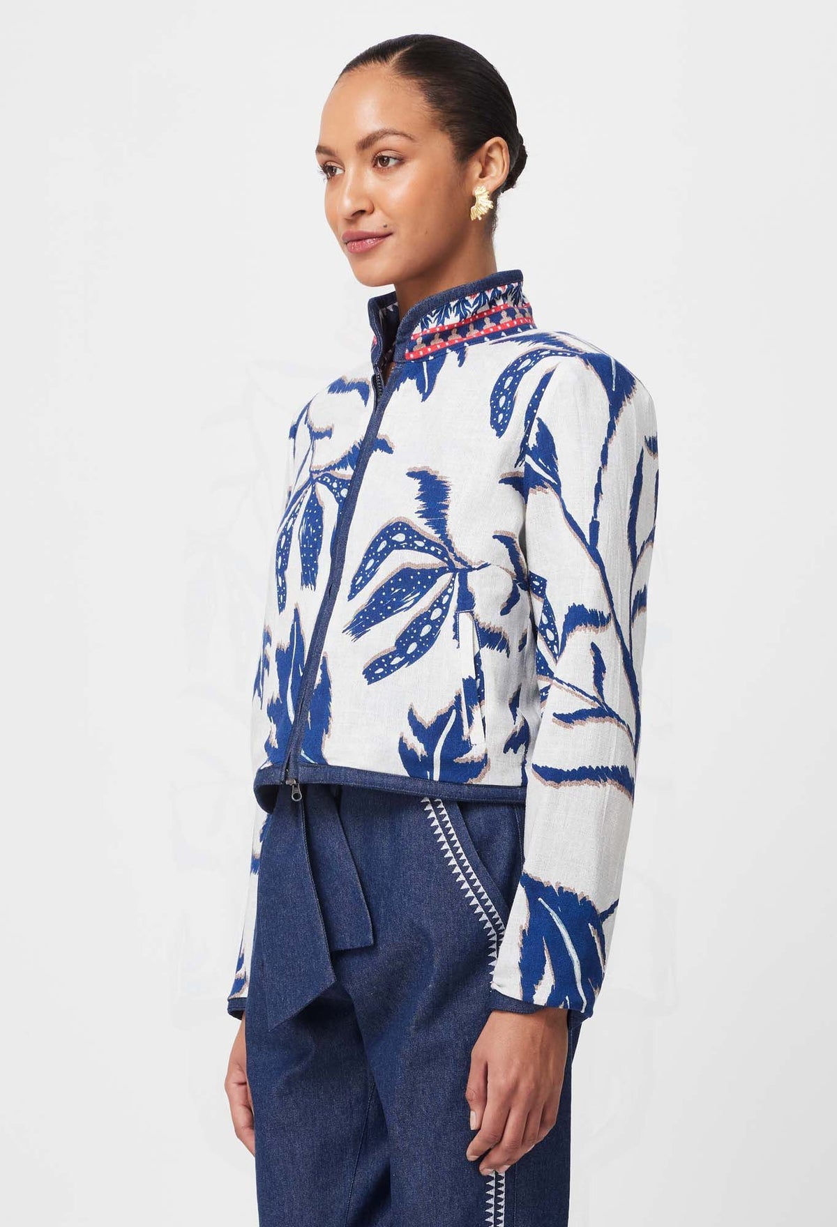 Once Was | Delray Reversible Embroidered Cotton Jacket | Palm Shadow