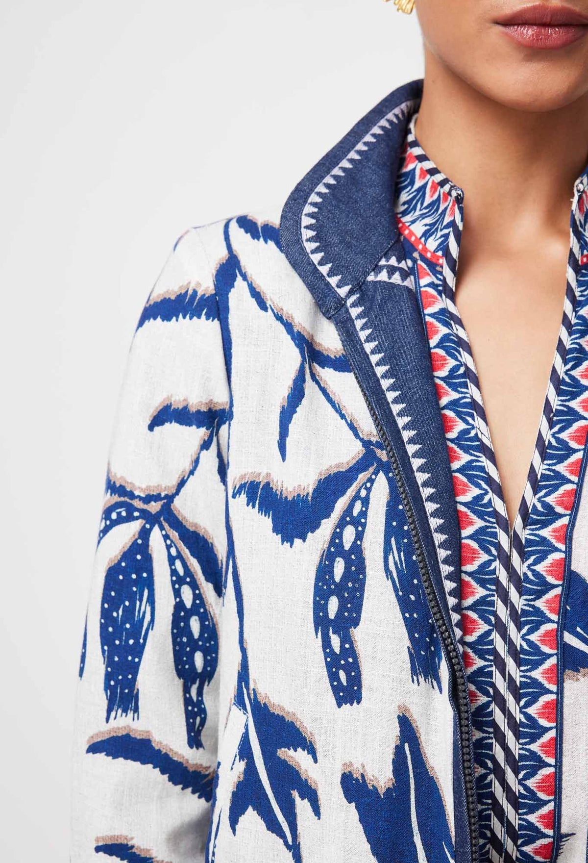 Once Was | Delray Reversible Embroidered Cotton Jacket | Palm Shadow