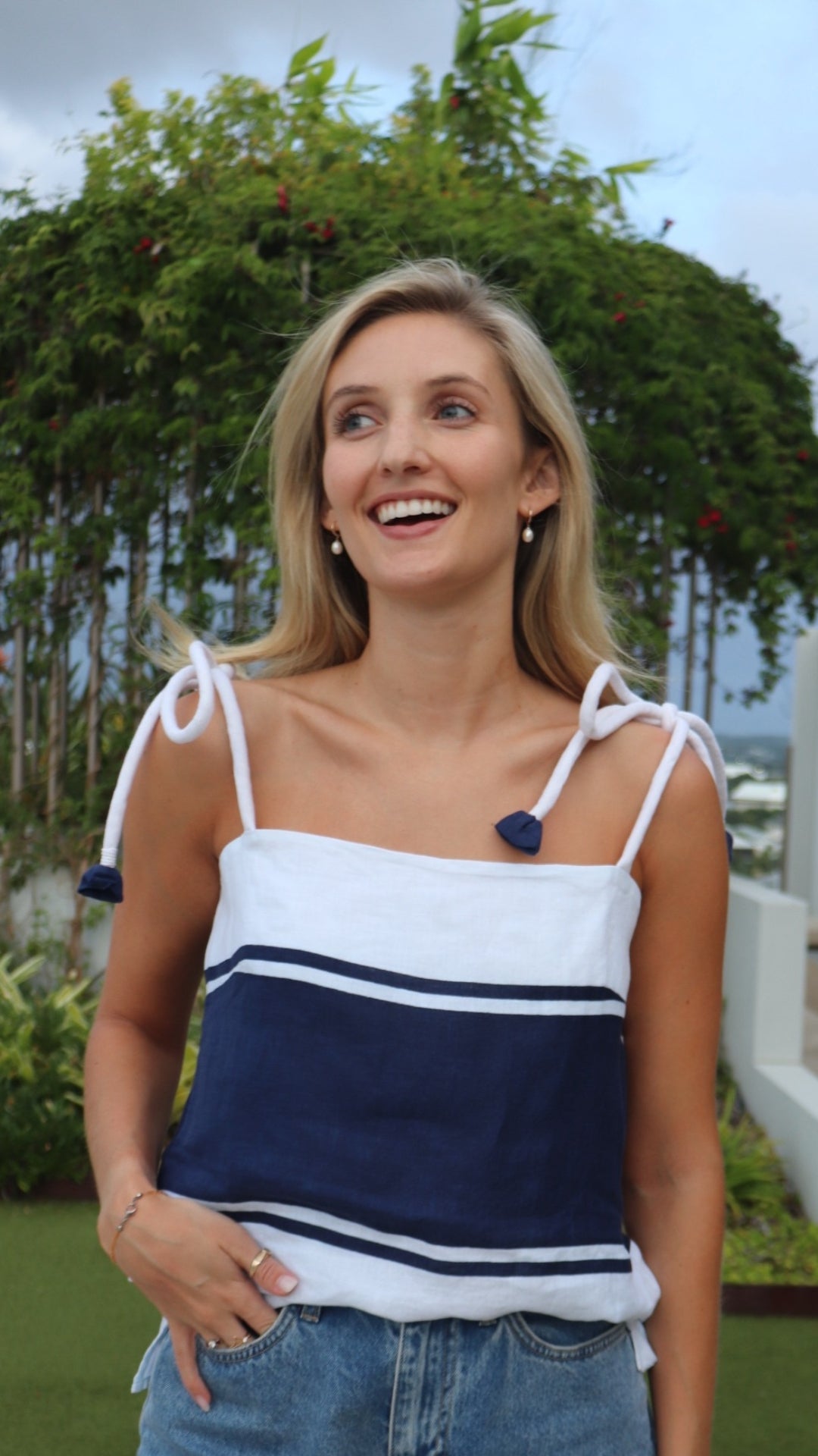 Luoni | Tia Top | Thick Stripe Navy