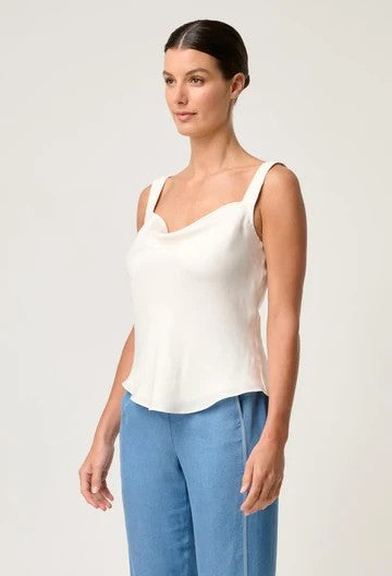 Once Was | Delray Reversible Cupro Cowl & V Neck Cami | Ivory