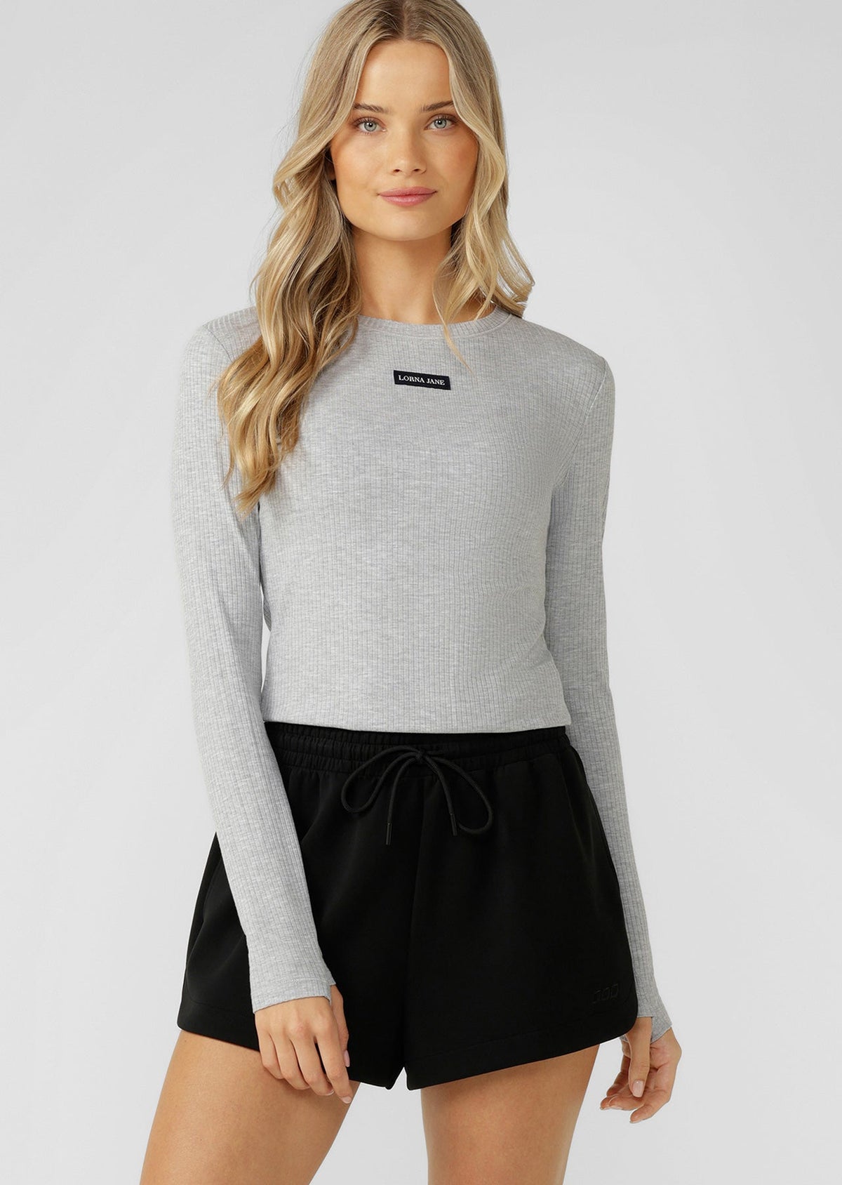 Lorna Jane | Motion Long Sleeve Rib Top | Grey Marl