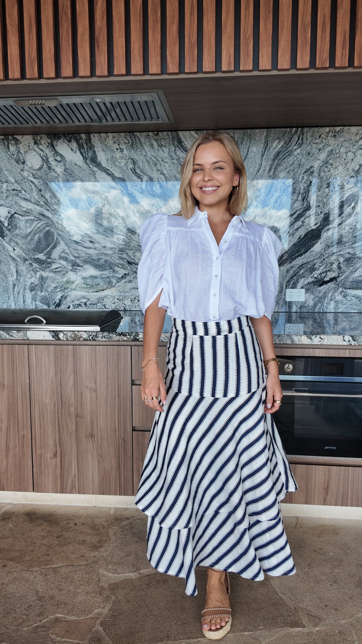 Luoni | Michelle Skirt | Navy & White Stripe