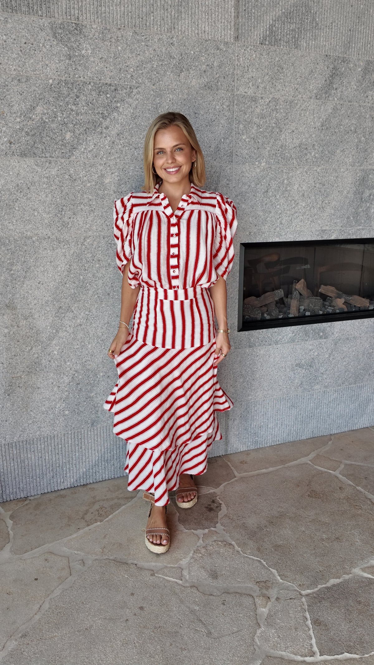 Luoni | Michelle Skirt | Red & White Stripe
