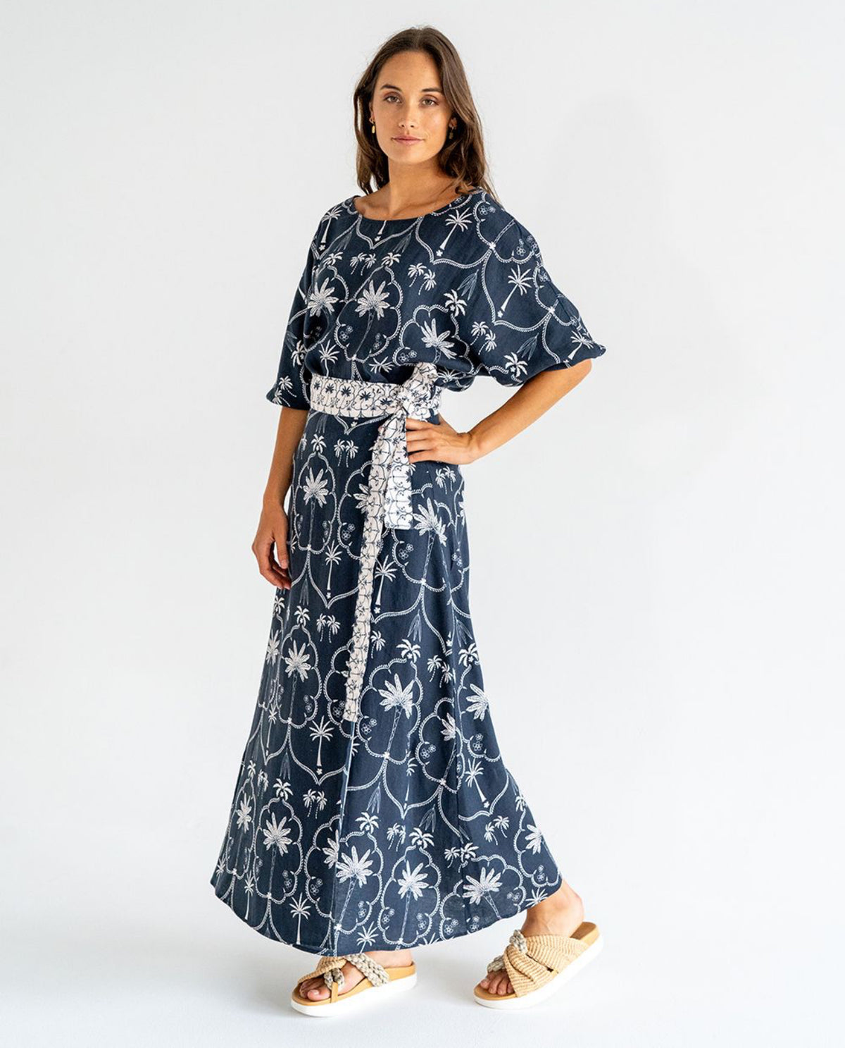 ELMS+KING | La Rocca Wrap Skirt | Navy/White Palm