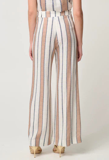 Once Was | Dynasty Linen Viscose Wide Leg Pant | Cayman Stripe