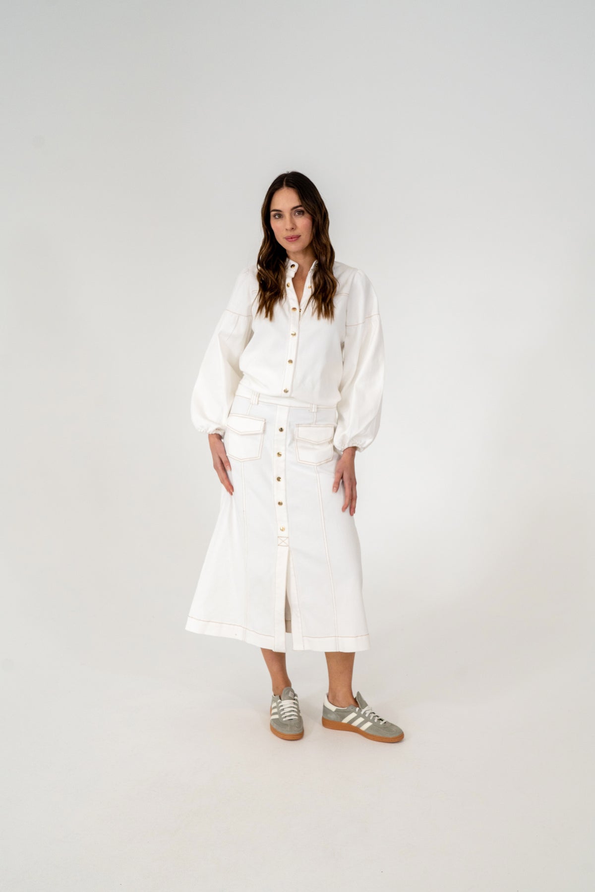 ELMS+KING | Morton Denim Skirt | Chalk