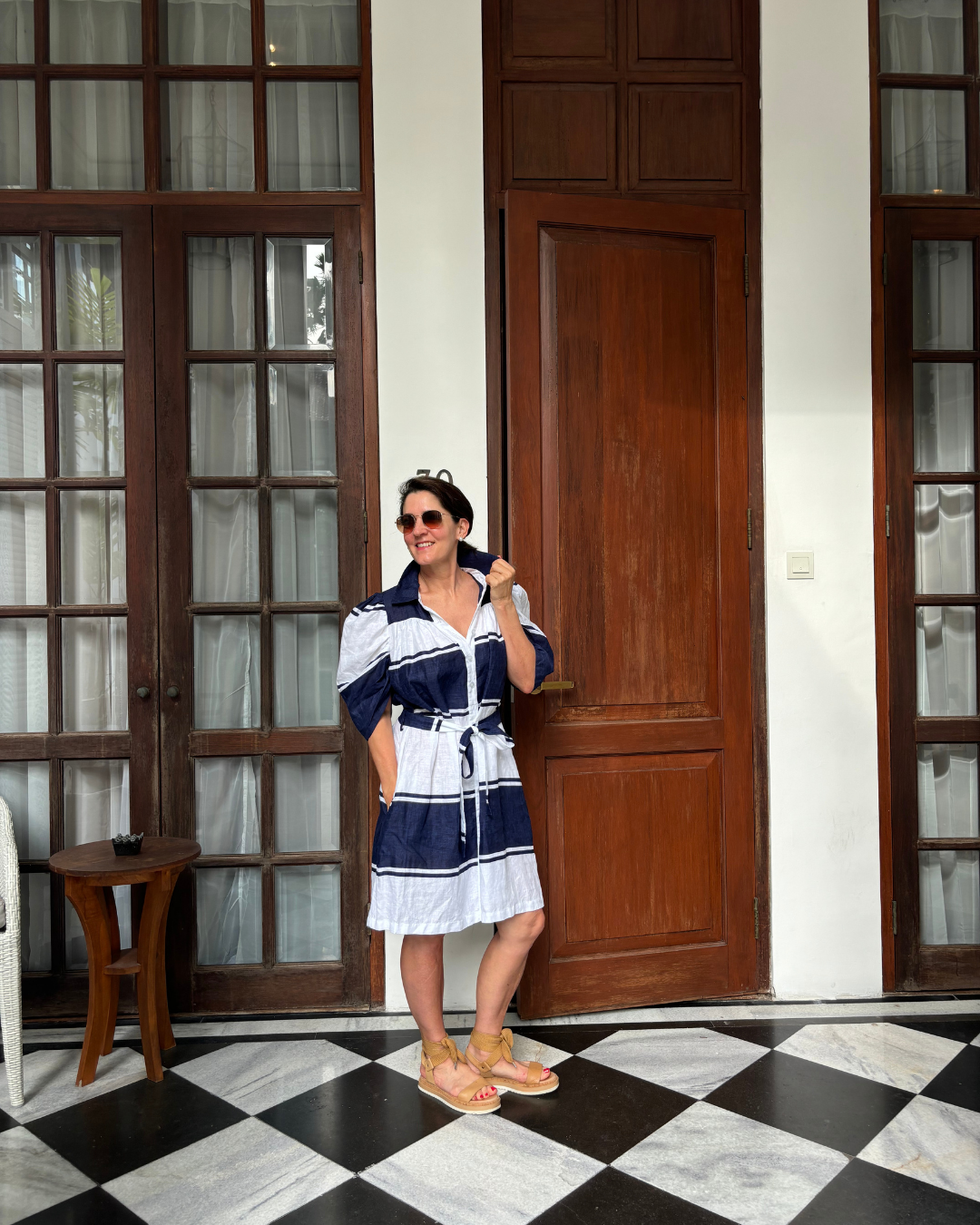 Luoni | Chloe Dress | Thick Stripe Maritime Navy