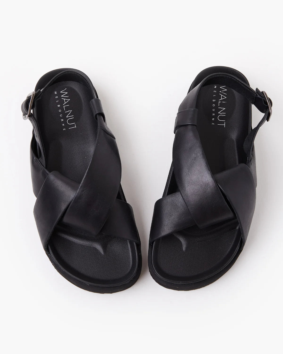 Walnut | Mya Leather Sandal | Black