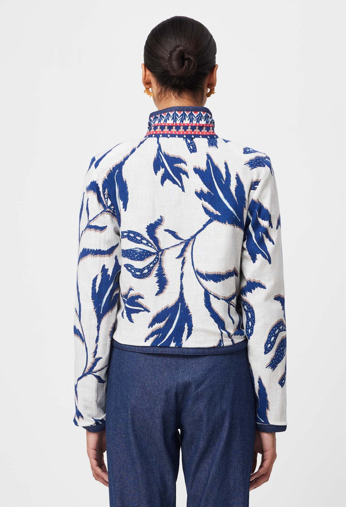 Once Was | Delray Reversible Embroidered Cotton Jacket | Palm Shadow