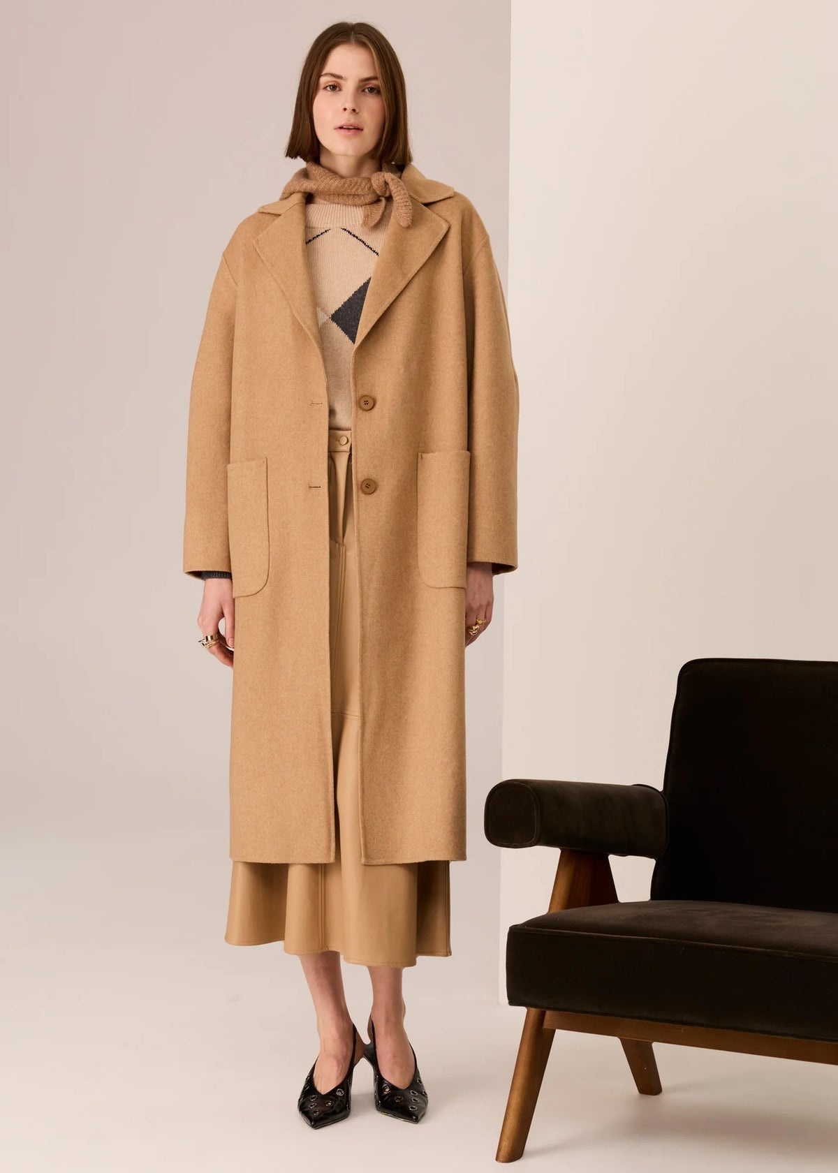 POL | Cohen Long Wool Coat | Camel
