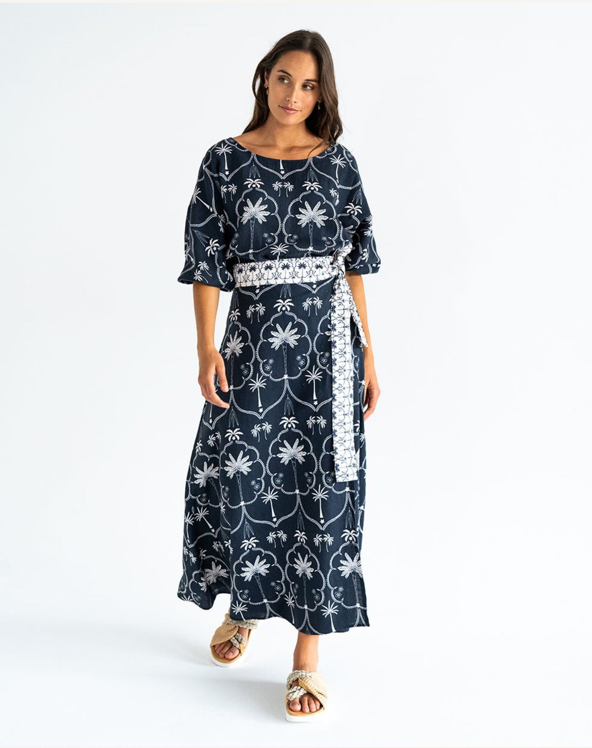 ELMS+KING | La Rocca Wrap Skirt | Navy/White Palm