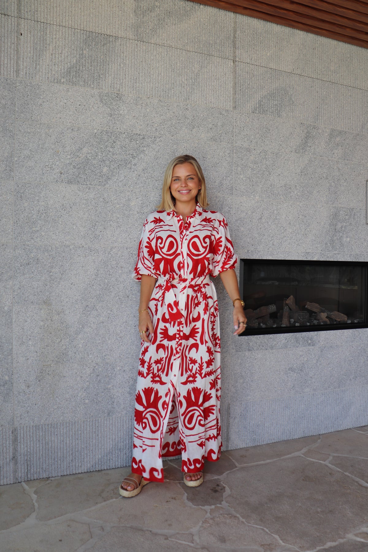 Luoni | Mia Shirt Dress | Red Sumba