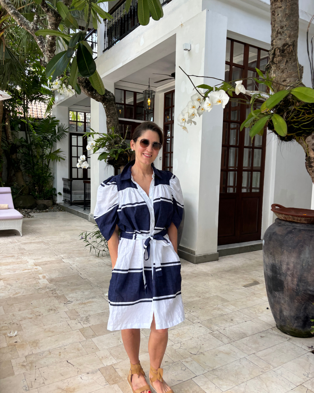 Luoni | Chloe Dress | Thick Stripe Maritime Navy