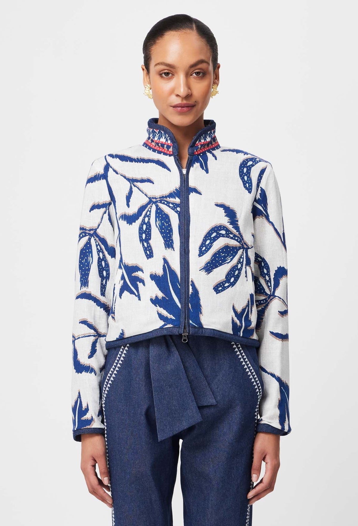 Once Was | Delray Reversible Embroidered Cotton Jacket | Palm Shadow