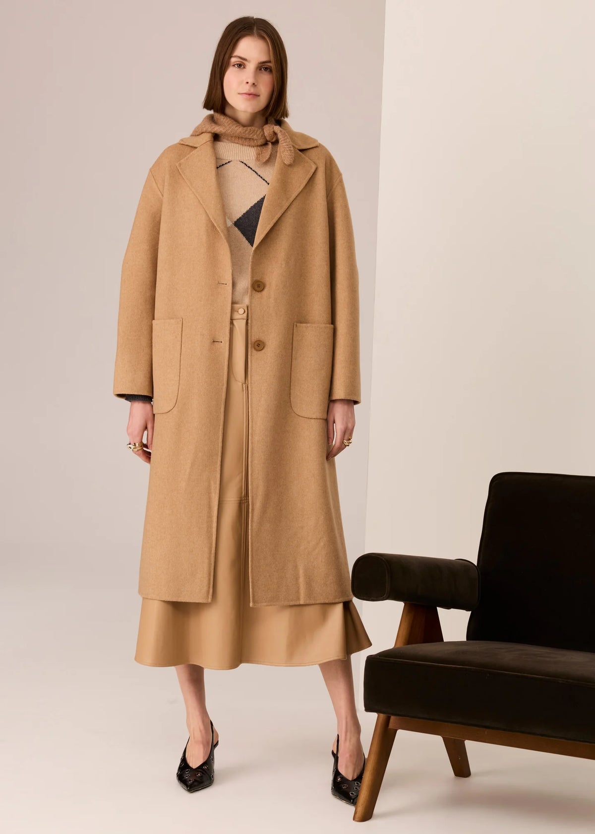 POL | Cohen Long Wool Coat | Camel