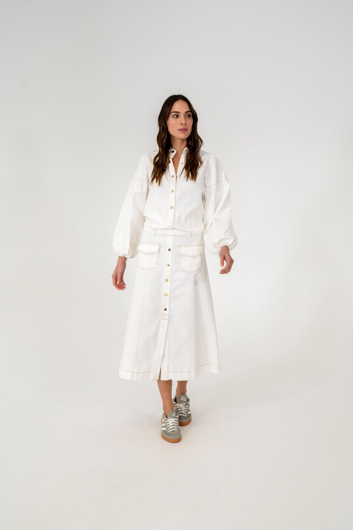 ELMS+KING | Morton Denim Skirt | Chalk