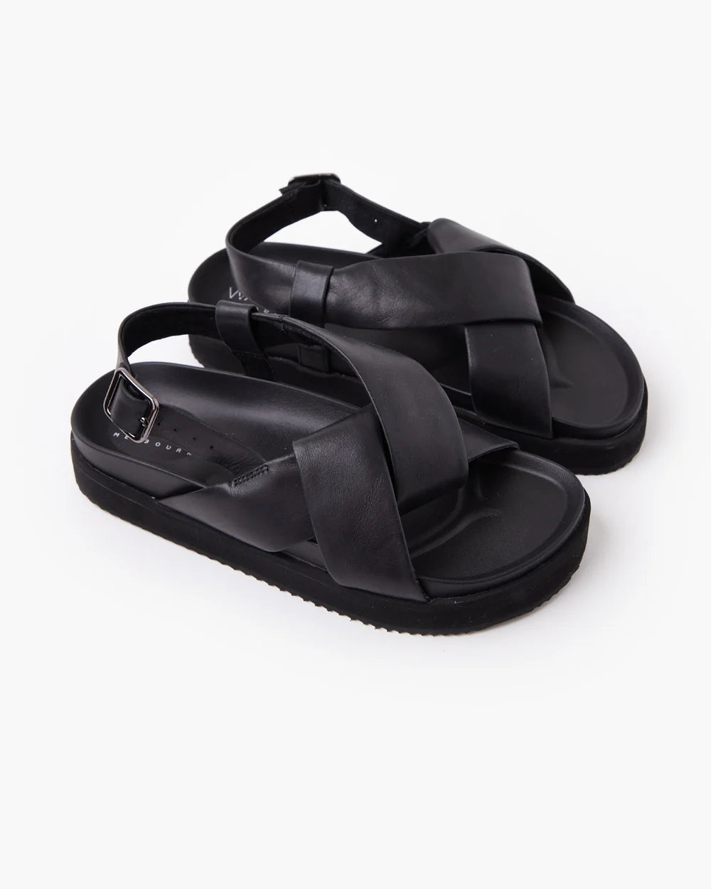 Walnut | Mya Leather Sandal | Black