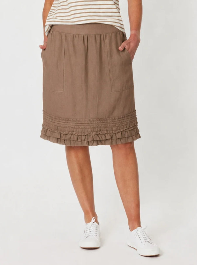 Gordon Smith | Ruffle Hem Skirt | Mocha