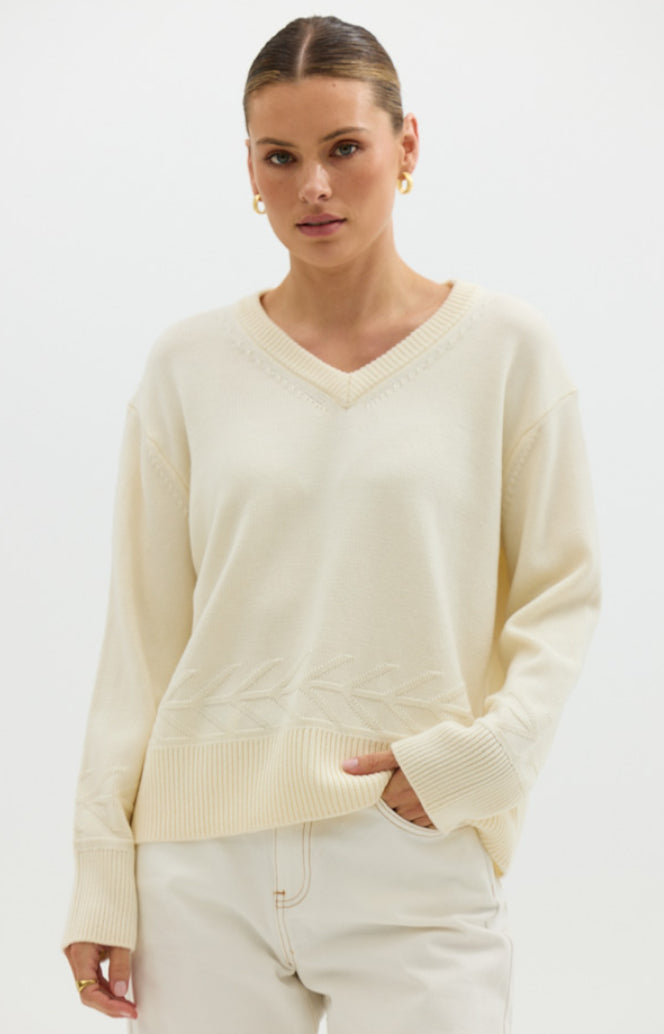 Iris & Wool | Chunky V Neck Sweater | Ivory