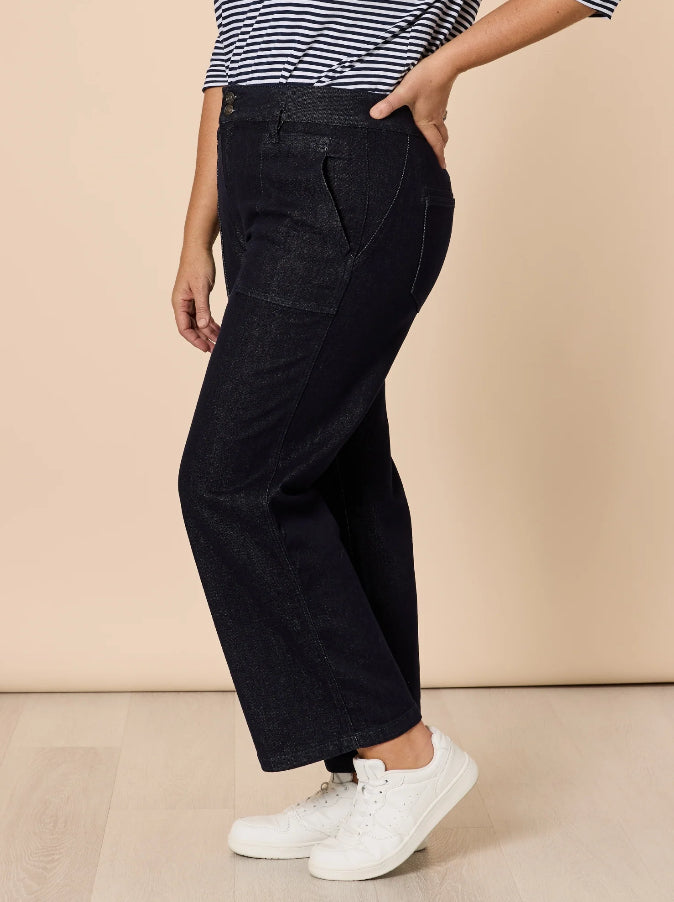 Gordon Smith | Hudson High Rise Wide Leg Jean | Dark Denim