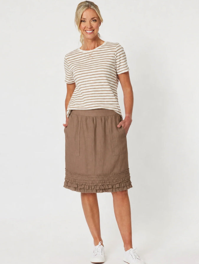 Gordon Smith | Ruffle Hem Skirt | Mocha