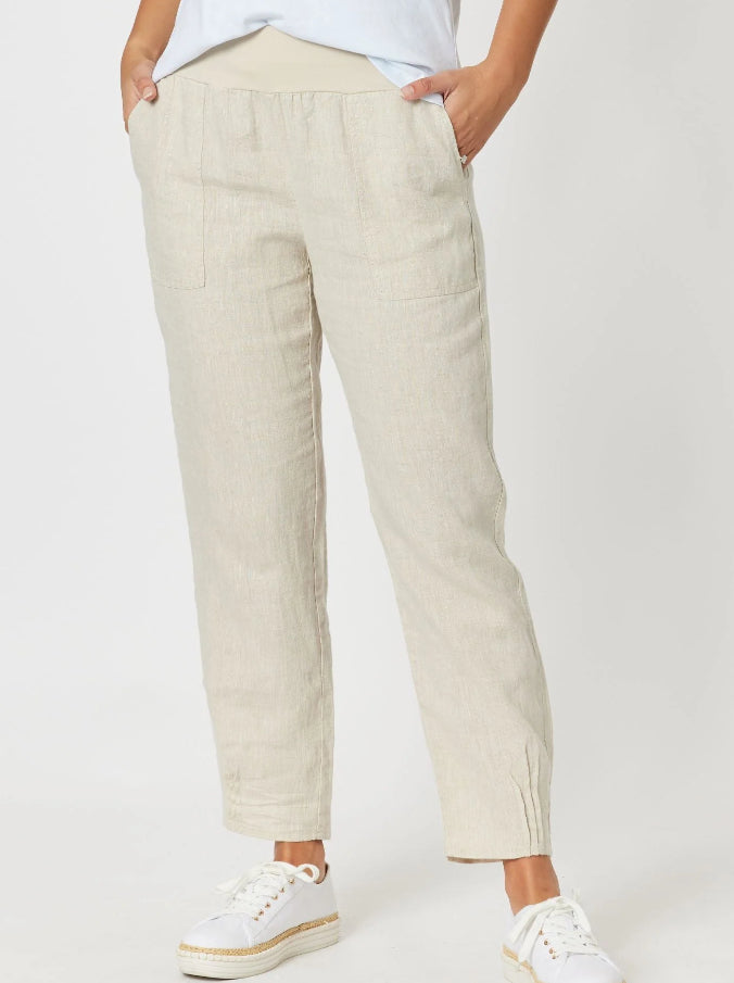 Gordon Smith | Sarah Linen Pleat Hem Pant | Natural