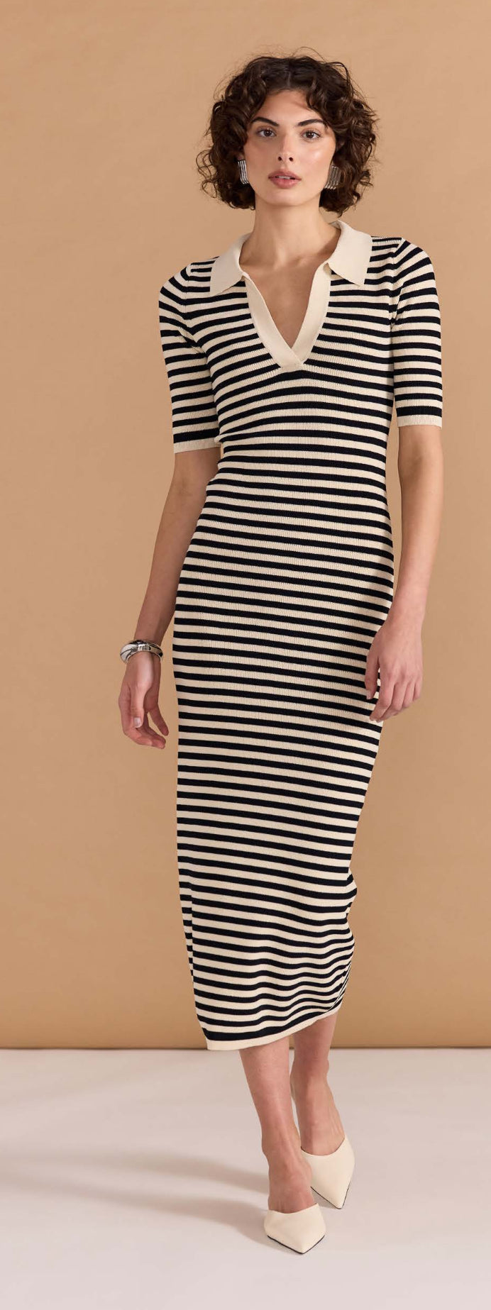 Staple The Label | Lana Stripe Knit Dress | Black/Cream