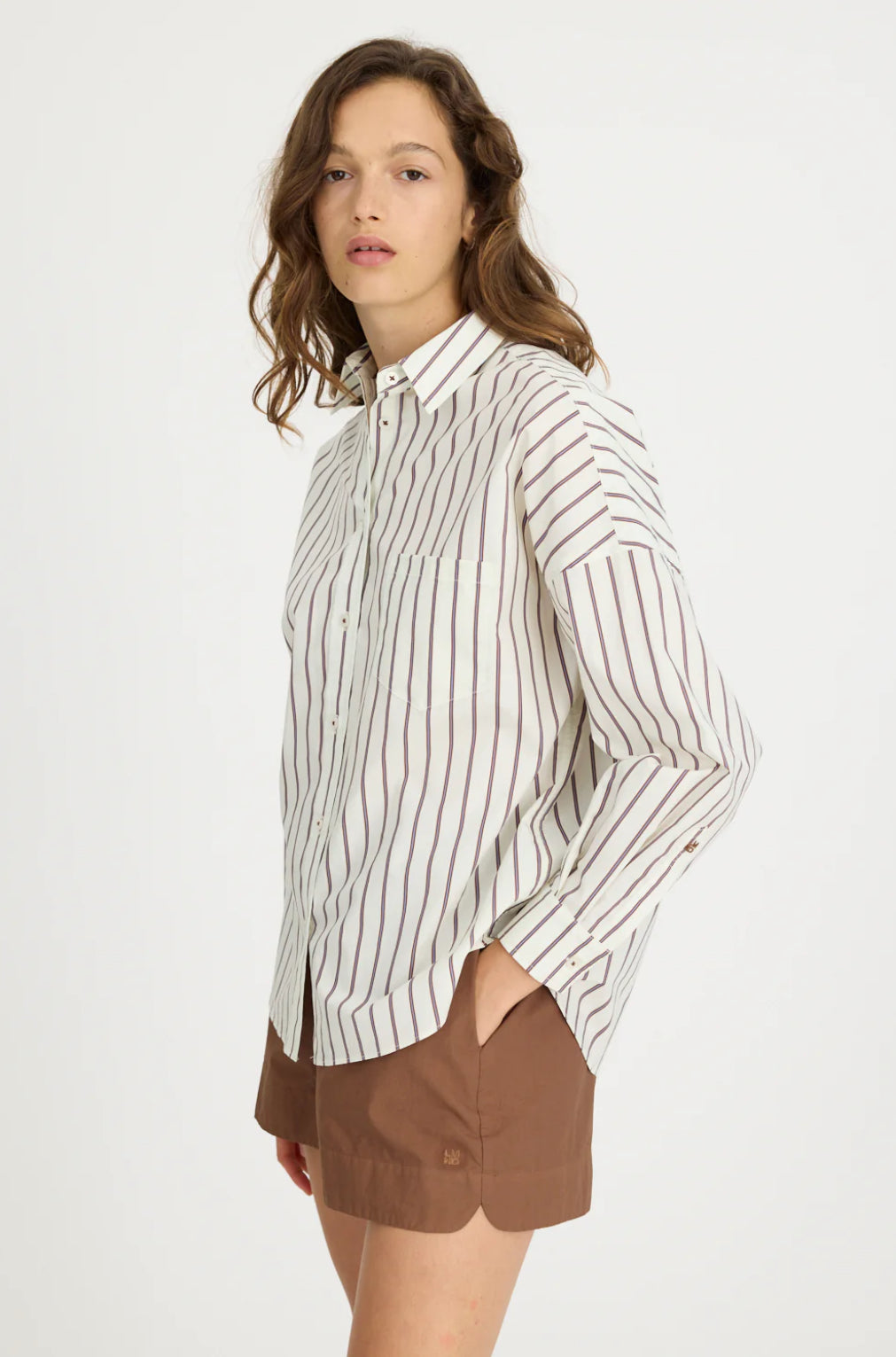 LMND | Chiara Long Sleeve Shirt | Vanilla Stripes