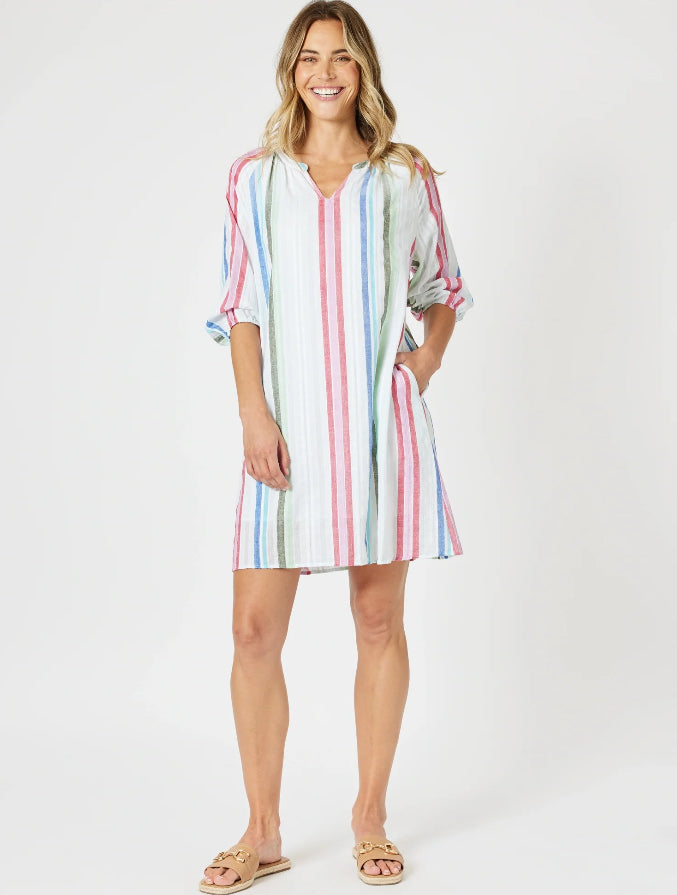 Gordon Smith | Havana Stripe Dress | Basil Multi