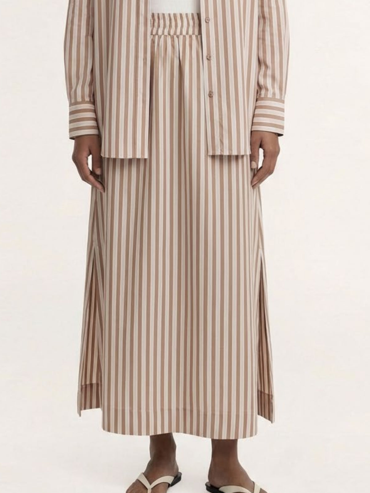 Staple The Label | Solace Midi Skirt | Tan/Ivory Stripe
