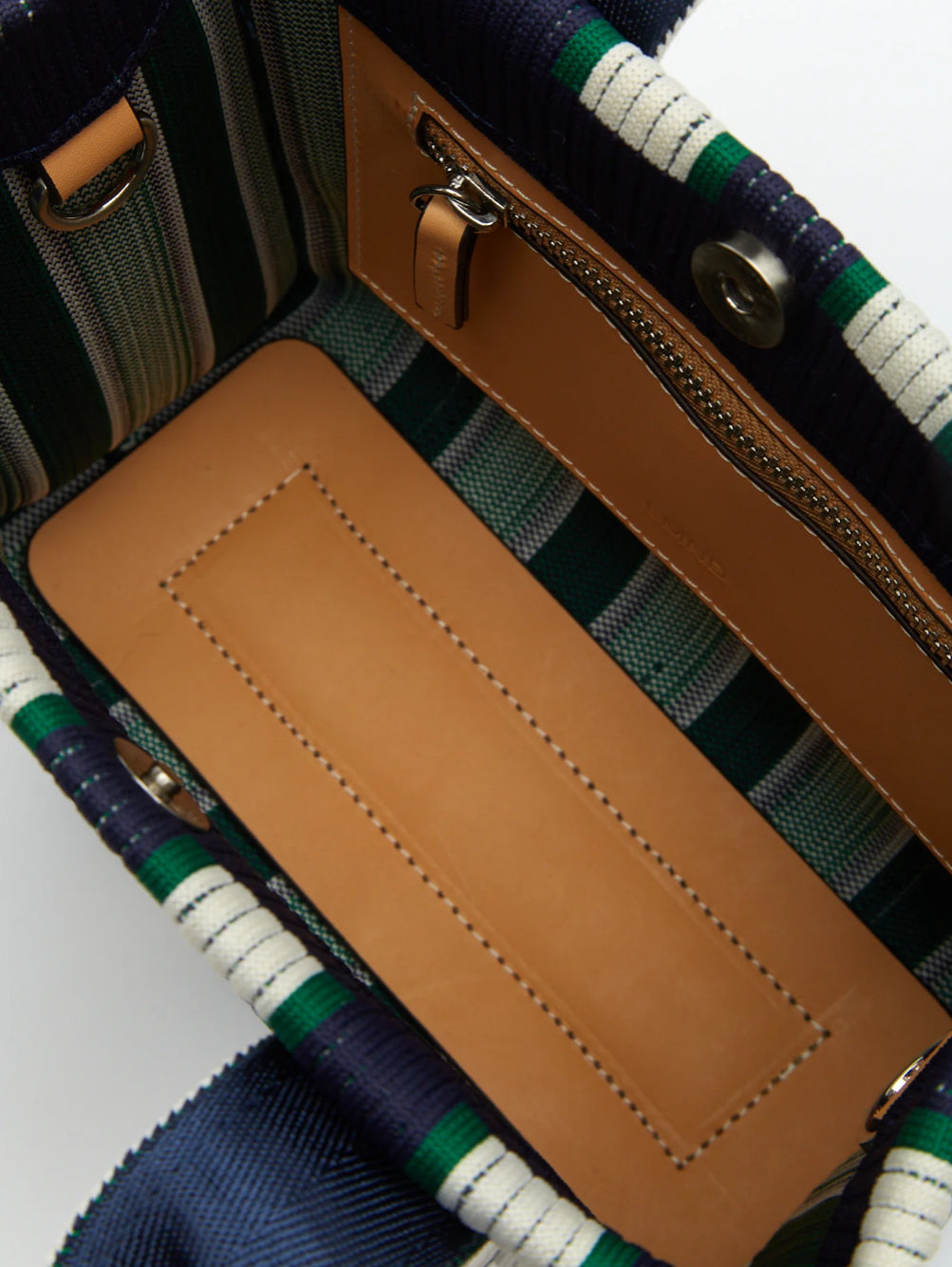 LMND | Rialto Small Tote | Navy/Verde Stripe