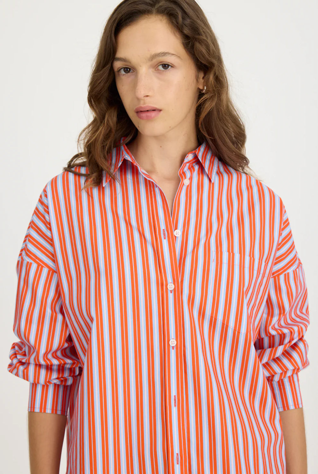 LMND | Chiara Long Sleeve Shirt | Spicy Orange/Himalayan Pink/Powder Blue