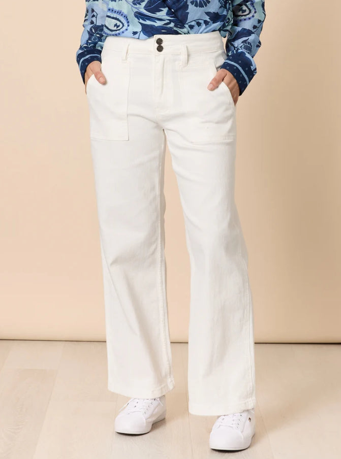 Gordon Smith | Hudson High Rise Wide Leg Jean | Ivory