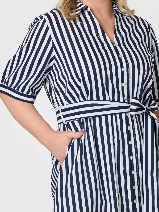 Gordon Smith | Riviera Striped Shirt Dress | Navy/White