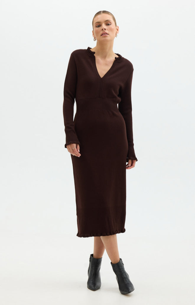 Iris & Wool | Little River Woollen Dress | Chocolate
