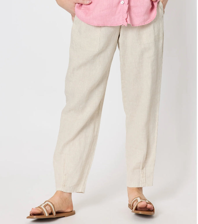 Gordon Smith | Sarah Linen Pleat Hem Pant | Natural