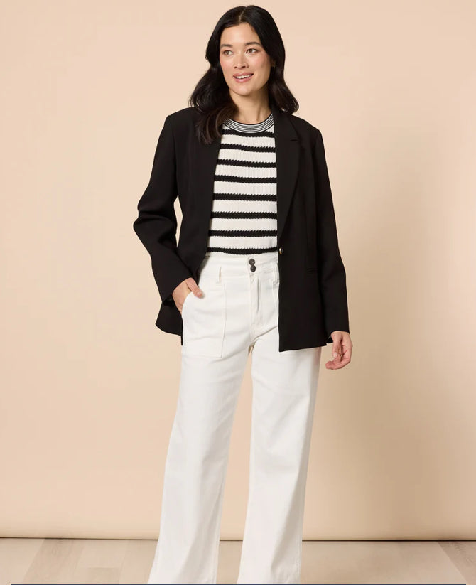 Gordon Smith | City Stripe Knit | Ivory/Black