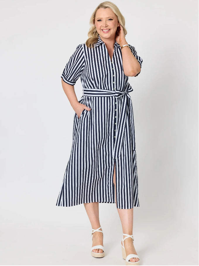 Gordon Smith | Riviera Striped Shirt Dress | Navy/White