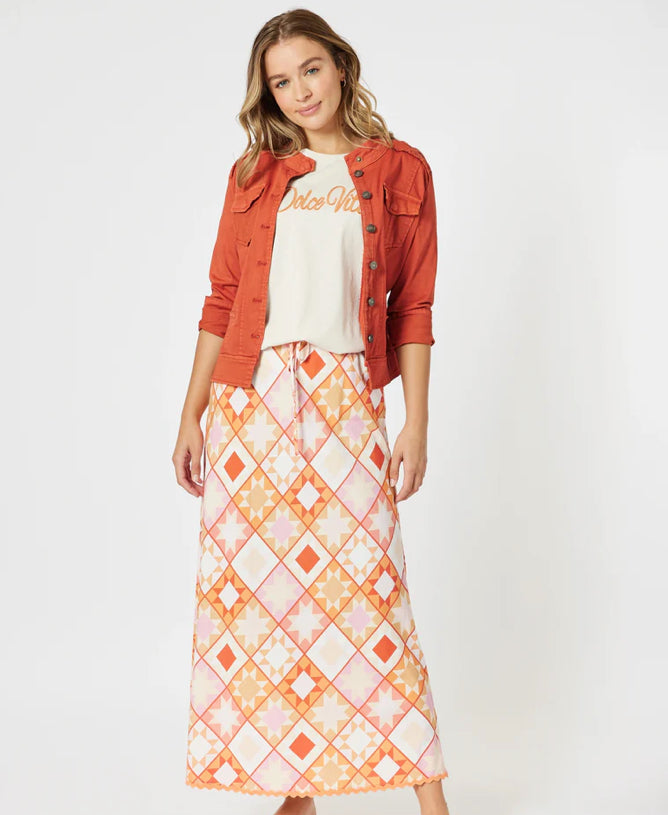 Threadz | Corfu Print Skirt | Mango Multi