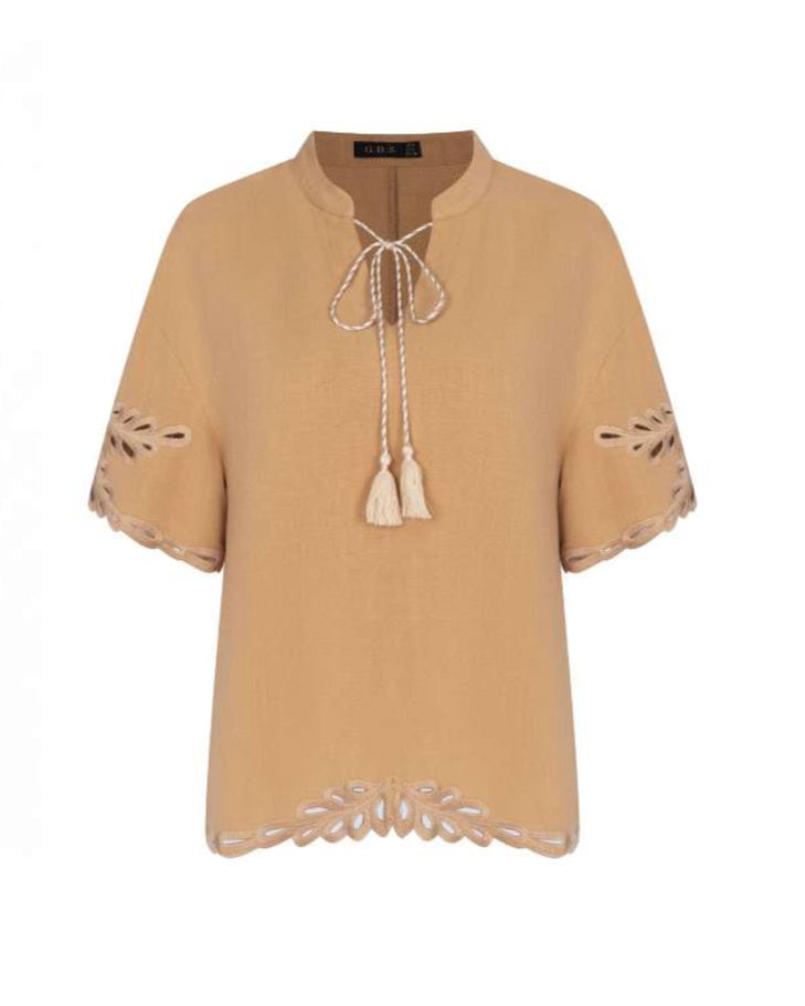 GDS | Ivy Embroidered Blouse | Camel