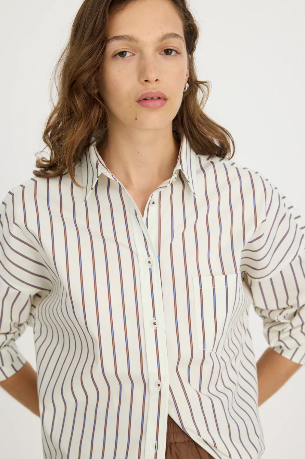 LMND | Chiara Long Sleeve Shirt | Vanilla Stripes