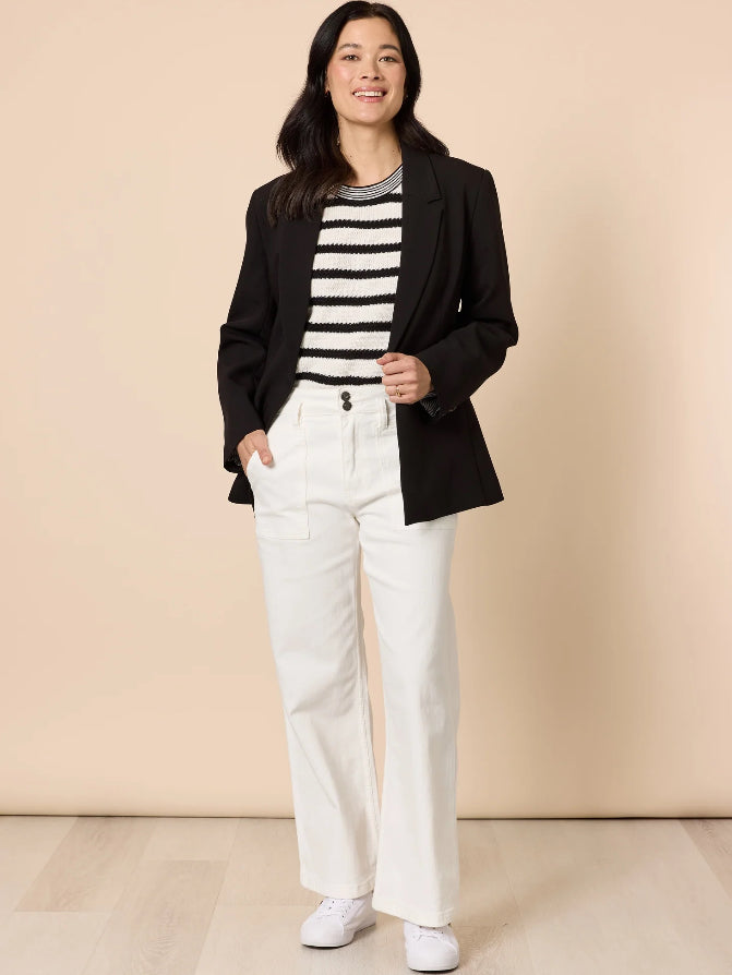 Gordon Smith | Hudson High Rise Wide Leg Jean | Ivory