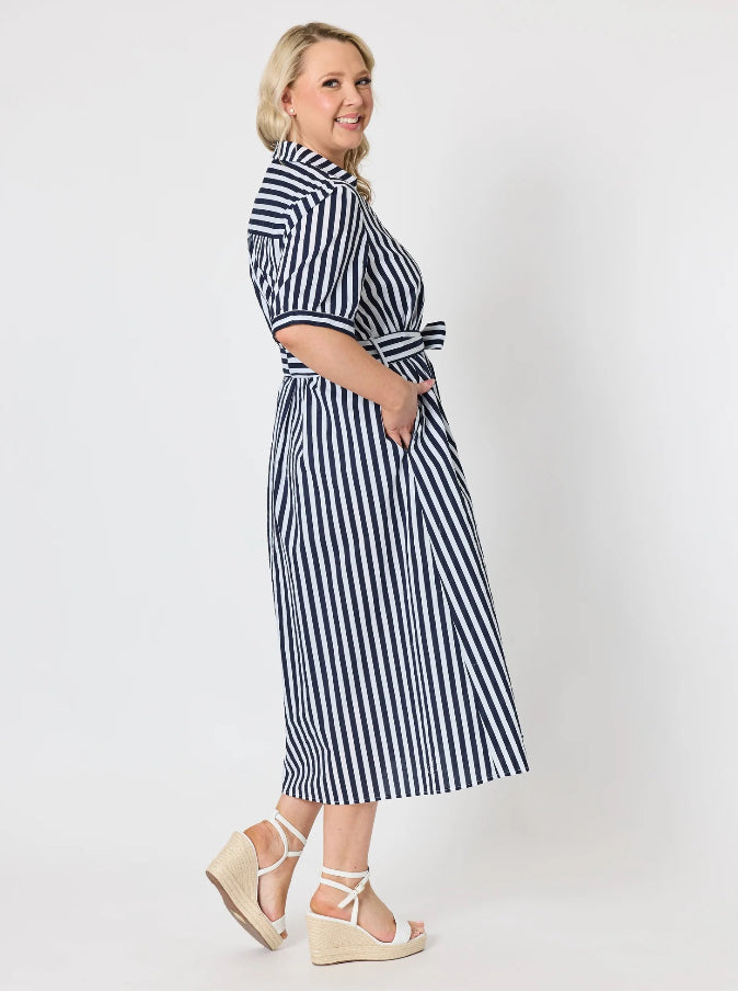 Gordon Smith | Riviera Striped Shirt Dress | Navy/White