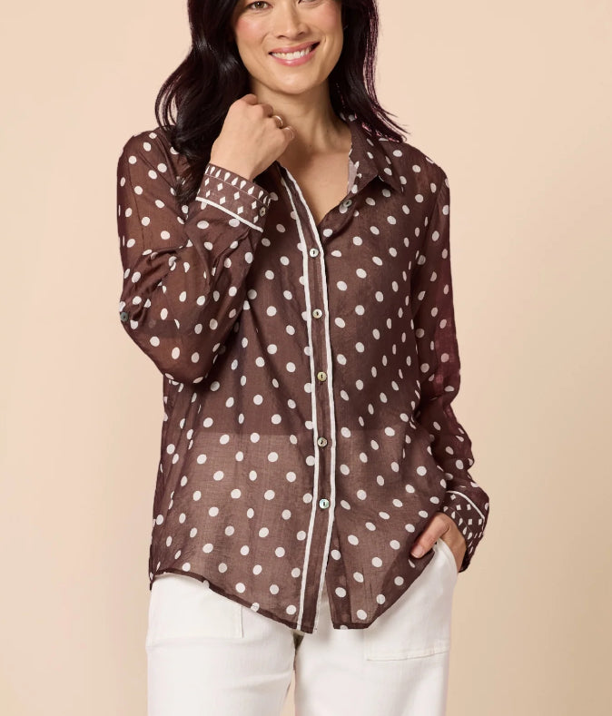 Gordon Smith | Aurora Spot Shirt | Coffee White