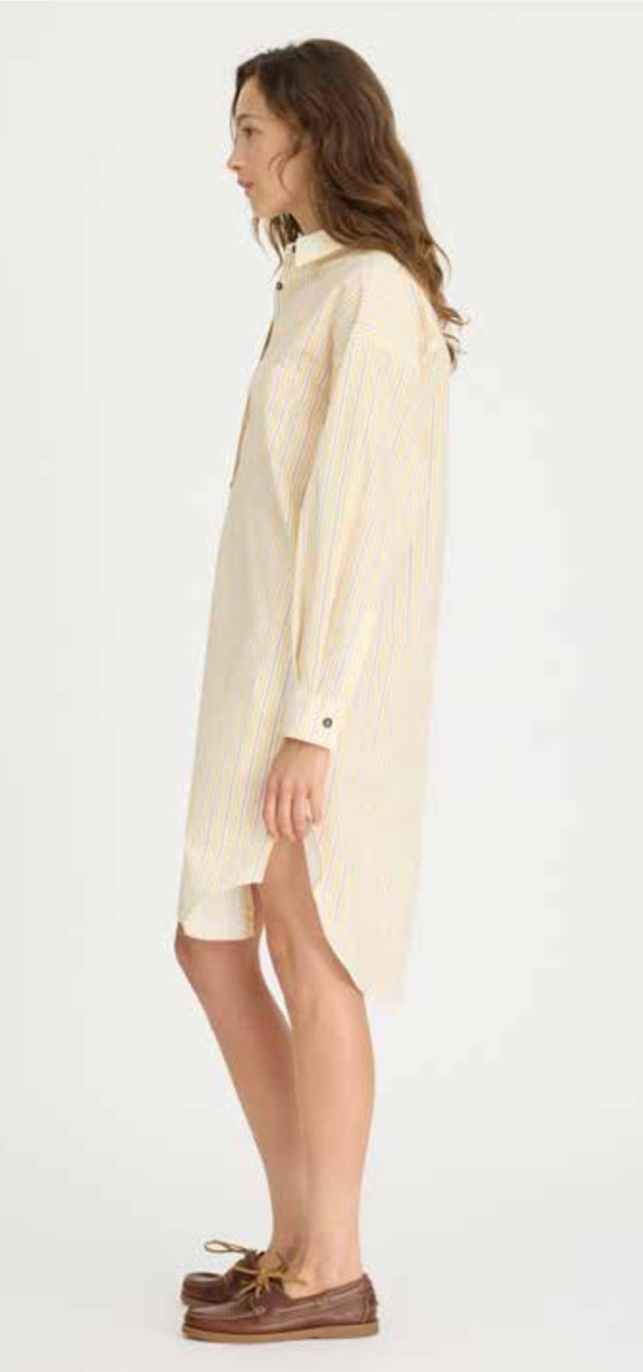 LMND | Chiara Midi Dress | Straw/Fudge/White Stripe