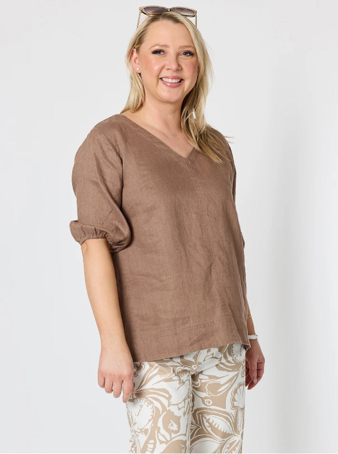 Gordon Smith | Anna Linen Top | Mocha