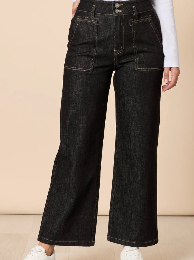 Gordon Smith | Hudson High Rise Wide Leg Jean | Black